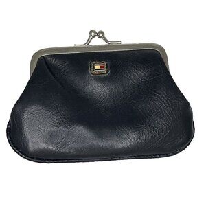 Vintage Tommy Hilfiger Coin Purse Navy Blue Logo Kiss Lock closure